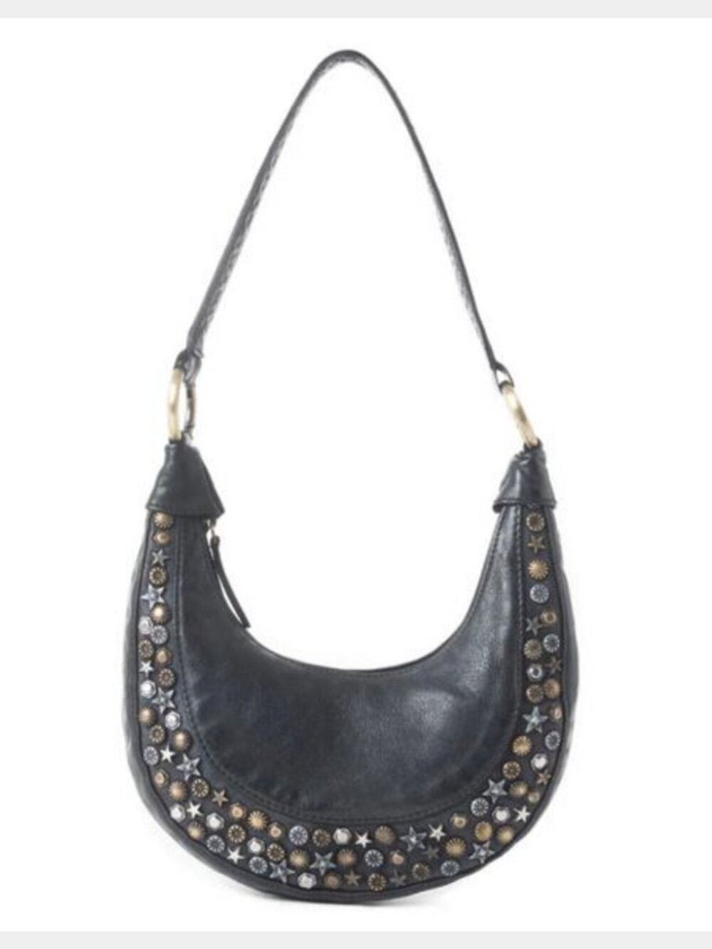Myra Midnight Mesa MINI Shoulder Bag Dusty Onyx Studded Leather NWT
